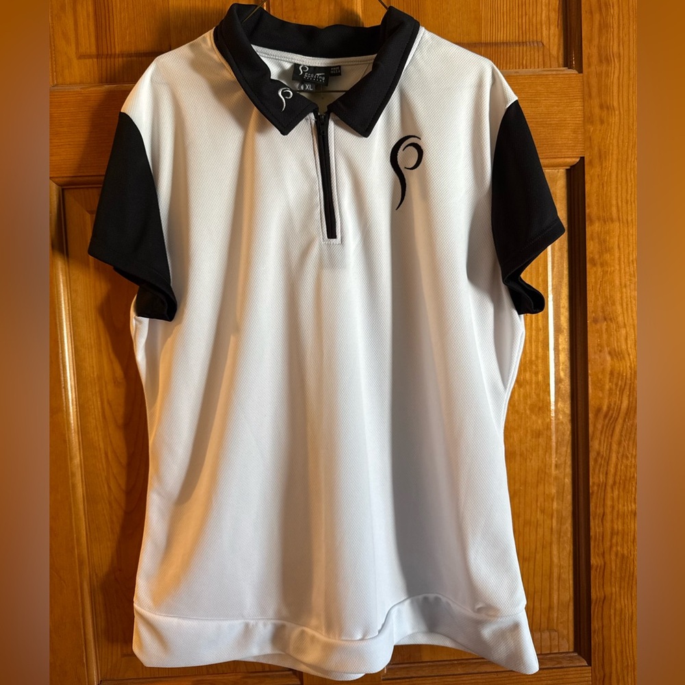Prois Turas White and Black Polo Short Sleeve Shirt BNWT XL